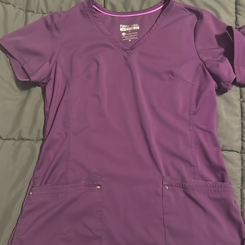 Purple Label Yoga Stretch Scrub top by healing hands